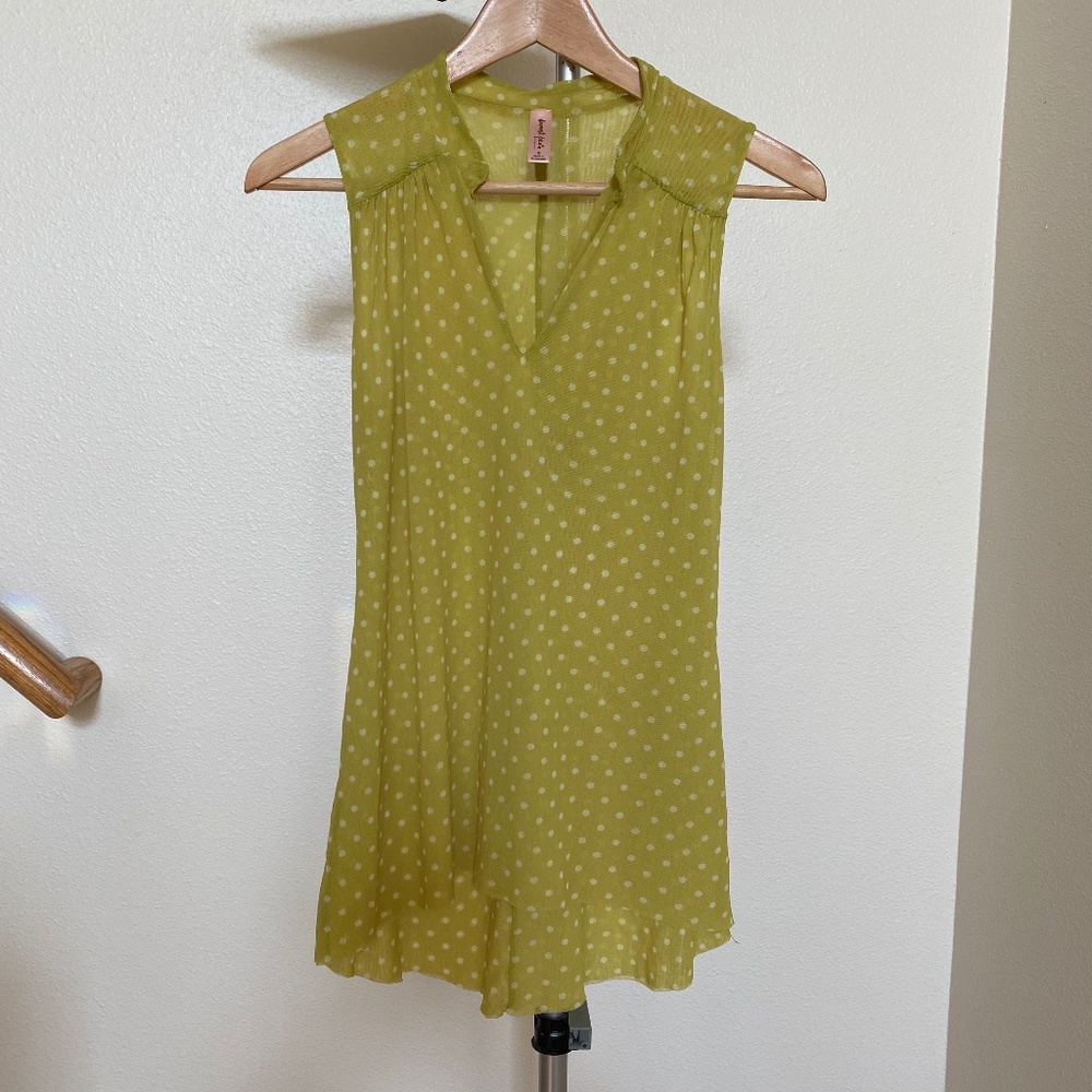 Women's Sheer Lime Polka Dot Tank